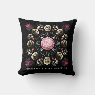 Moonlight Will Guide Me Skulls and Flowers Cushion