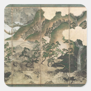 Moonlight Winter Landscape Square Sticker