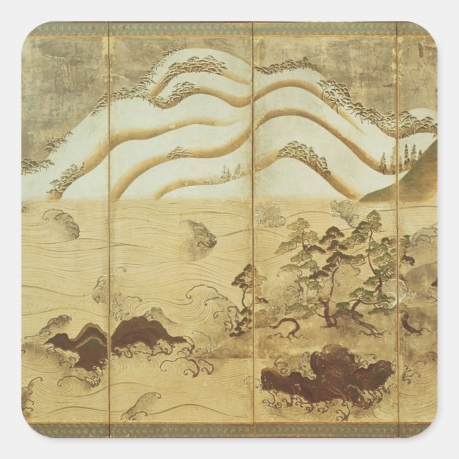 Moonlight Winter Landscape Square Sticker (Front)