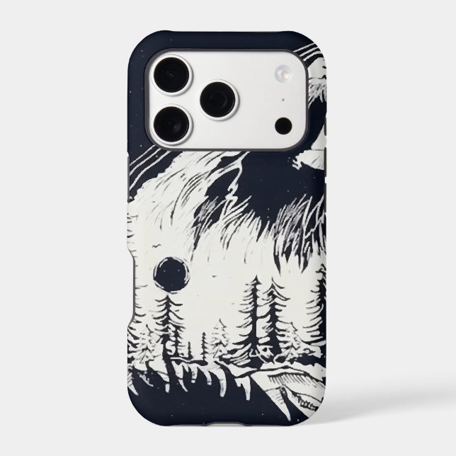 Moonlight Winter Wolf Pine Tree Forest (Back)