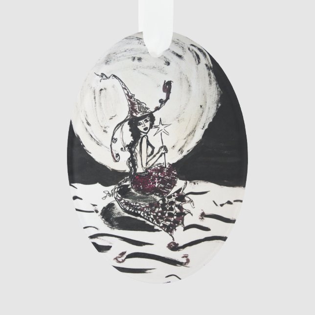 Moonlight Witchy Mermaid Dark Love Fantasy Ornament (Front)