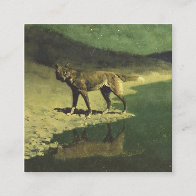 Moonlight Wolf By Frederic Remington 1909 Square Business Card (Front)
