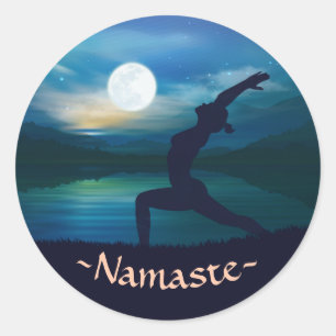 Moonlight Yoga Meditation Crescent moon Salutation Classic Round Sticker