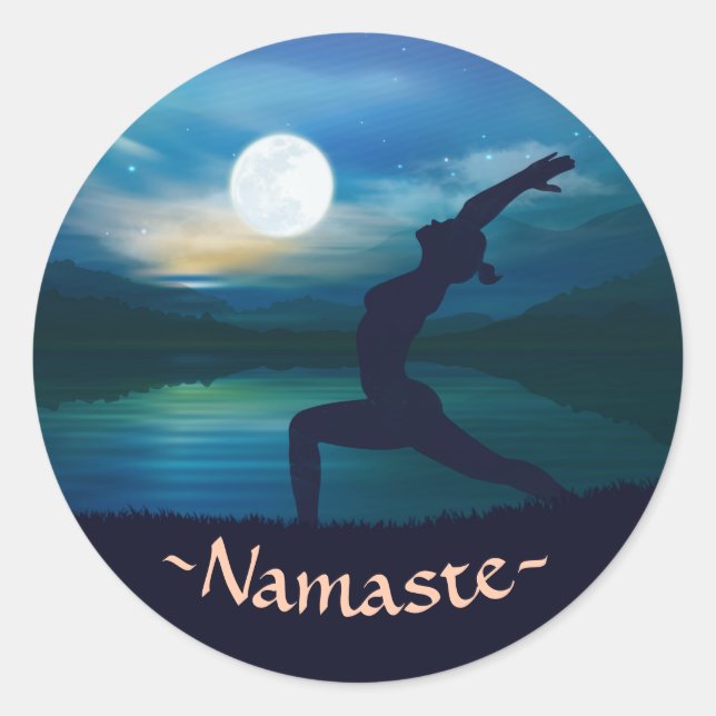 Moonlight Yoga Meditation Crescent moon Salutation Classic Round Sticker (Front)