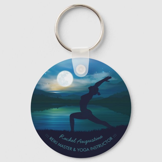 Moonlight Yoga Meditation Crescent moon Salutation Key Ring (Front)