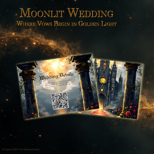 Moonlit Aisle of Eternal Vows –Gothic Wedding Gate Enclosure Card