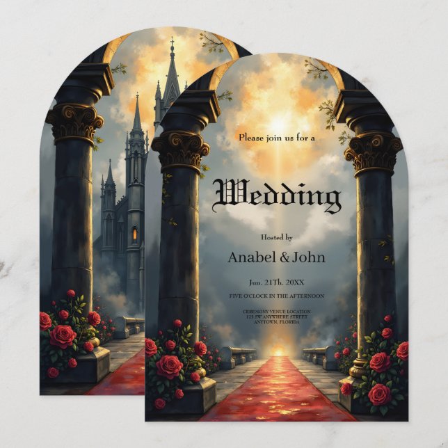 Moonlit Aisle of Eternal Vows –Gothic Wedding Gate Invitation (Front/Back)