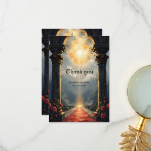 Moonlit Aisle of Eternal Vows –Gothic Wedding Gate Thank You Card