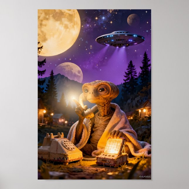 Moonlit Alien Calling from the Hills Poster (Front)
