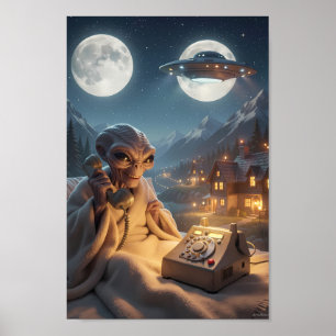 Moonlit Alien Hotline in Mountain Poster