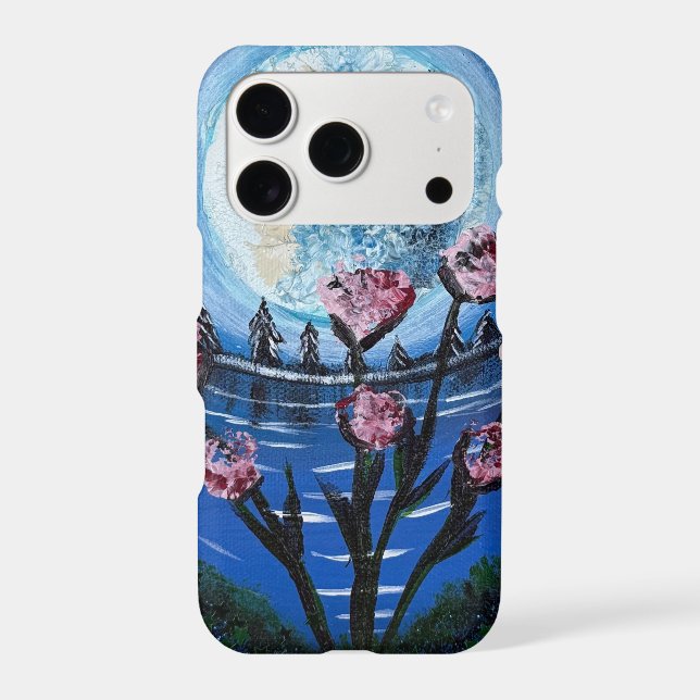Moonlit and flowers- handmade artwork  (Back)
