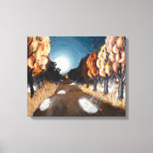 Moonlit Autumn Night: Canvas Print Uncropped