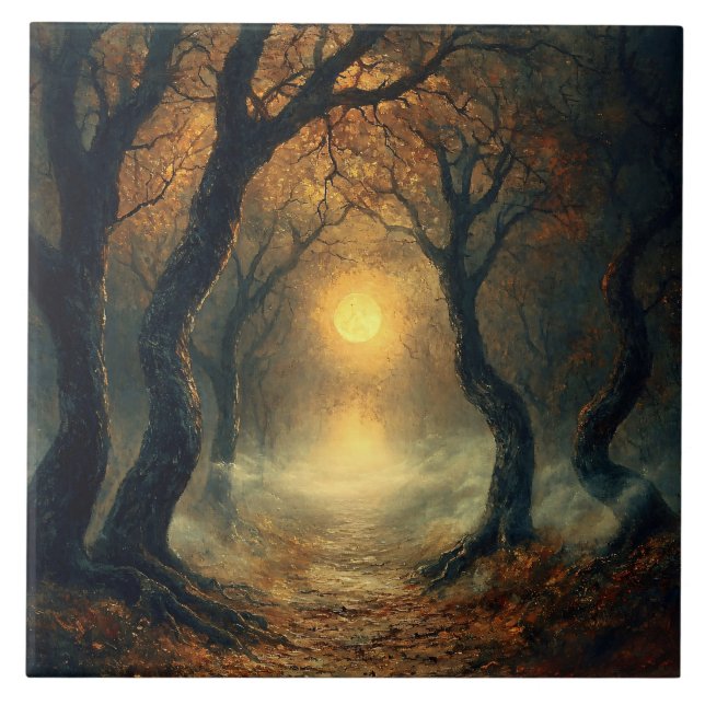 Moonlit Autumn Path Tile (Front)