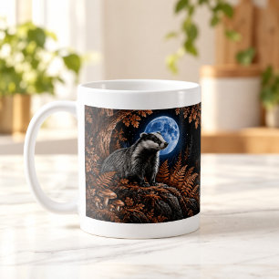 Moonlit Badger Scratchboard Wildlife Mug