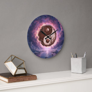 Moonlit Balance – Yin Yang of Eternal Light. Large Clock