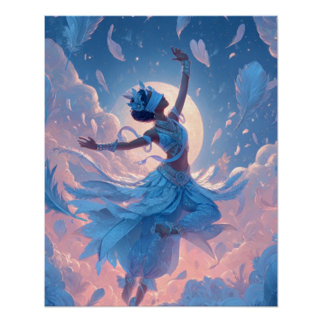 Moonlit Ballerina Sky Dance Fantasy Art Poster (Front)