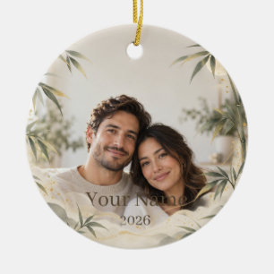 Moonlit Bamboo Custom Photo Ornament