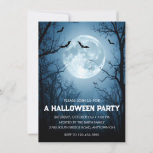Moonlit Bats Halloween Party Invitation