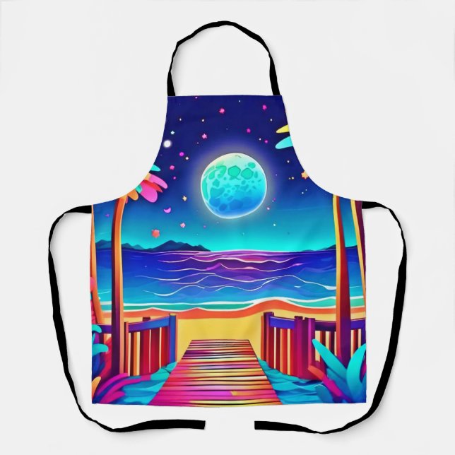 Moonlit Beach Colours  Apron (Front)