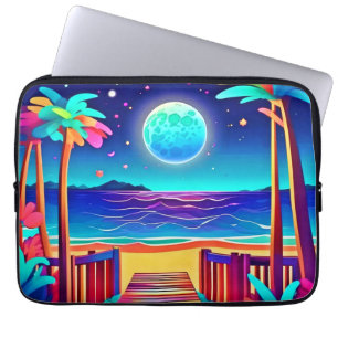 Moonlit Beach Colours Laptop Sleeve