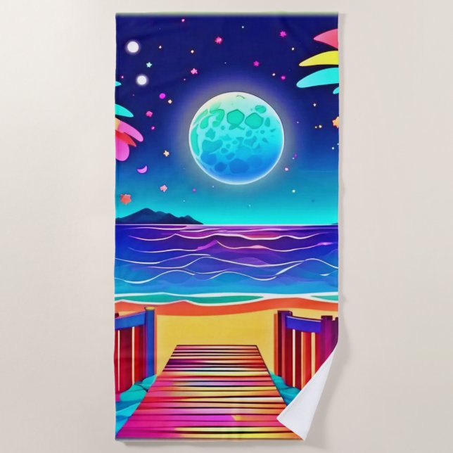 Moonlit Beach Colours  Towel (Front)