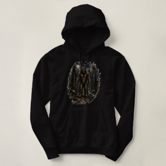 Moonlit Bigfoot Loose Watercolor Forest Cryptid  Hoodie
