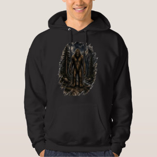 Moonlit Bigfoot Loose Watercolor Forest Cryptid  Hoodie