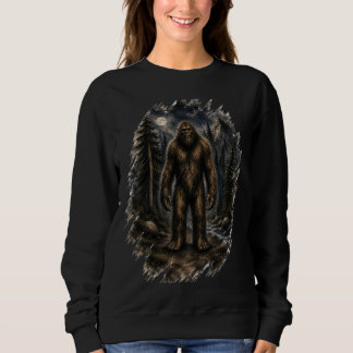 Moonlit Bigfoot Loose Watercolor Forest Cryptid  Sweatshirt