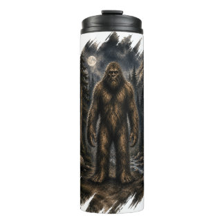 Moonlit Bigfoot Loose Watercolor Forest Cryptid  Thermal Tumbler