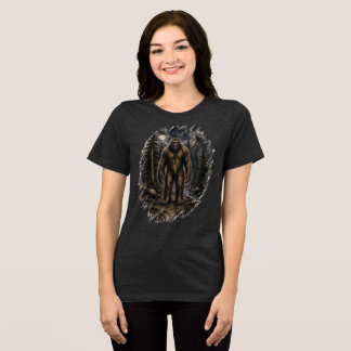 Moonlit Bigfoot Loose Watercolor Forest Cryptid Tri-Blend Shirt