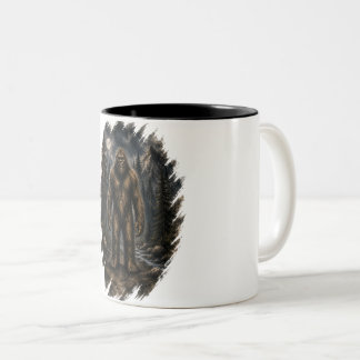 Moonlit Bigfoot Loose Watercolor Forest Cryptid  Two-Tone Coffee Mug