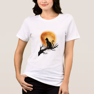 Moonlit Black Cat Silhouette Elegant Halloween Tri-Blend Shirt