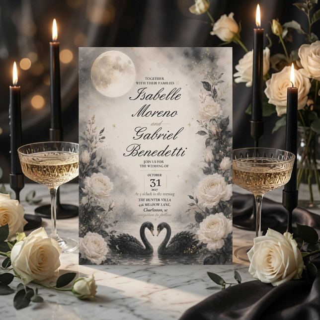 Moonlit Black Swan Gothic  Invitation (Creator Uploaded)