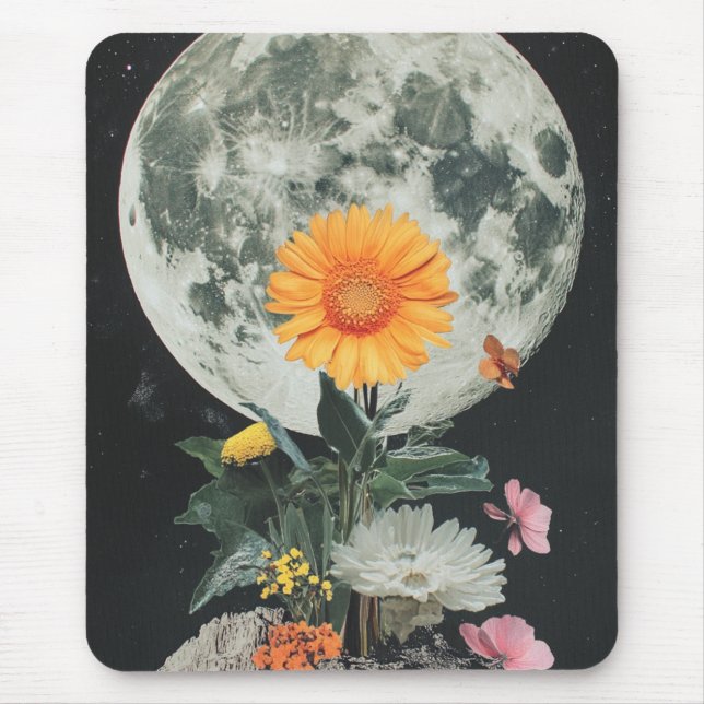 Moonlit Blooms Over Rustic Charm (2) Mouse Mat (Front)