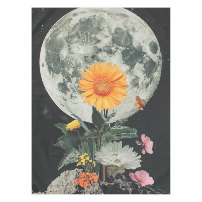 Moonlit Blooms Over Rustic Charm (2) Tablecloth (Front)