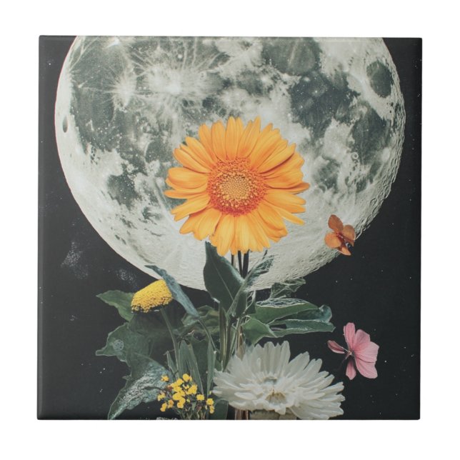 Moonlit Blooms Over Rustic Charm (2) Tile (Front)