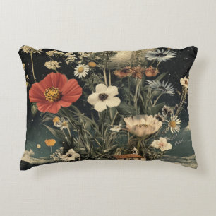 Moonlit Blooms Over Rustic Charm Decorative Cushion