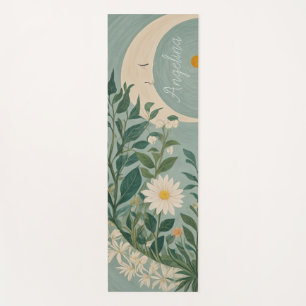 Moonlit Blooms: Pastel Floral and Crescent Moon Yoga Mat