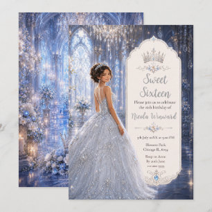 Moonlit Blue Ballroom Sweet Sixteen Invitation
