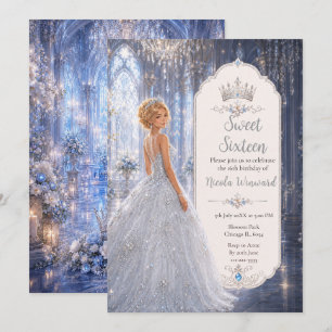 Moonlit Blue Ballroom Sweet Sixteen Invitation