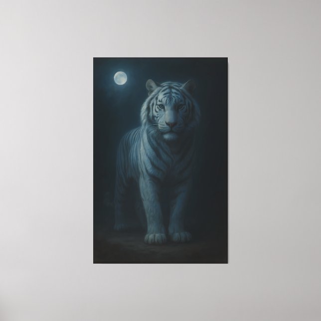 Moonlit Blue White Tiger – Fine Art Canvas (Front)
