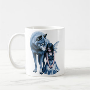 Moonlit Bond – The Wolf and the Gothic Fairy. Coffee Mug