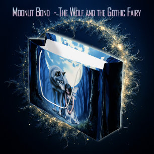 Moonlit Bond – The Wolf and the Gothic Fairy.   Large Gift Bag