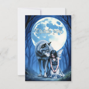 Moonlit Bond – The Wolf and the Gothic Fairy. Thank You Card