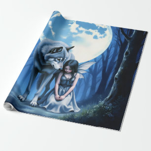 Moonlit Bond – The Wolf and the Gothic Fairy.   Wrapping Paper
