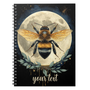 Moonlit Bumblebee Watercolor Art   Celestial Bee a Notebook