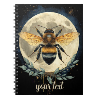 Moonlit Bumblebee Watercolor Art | Celestial Bee a Notebook