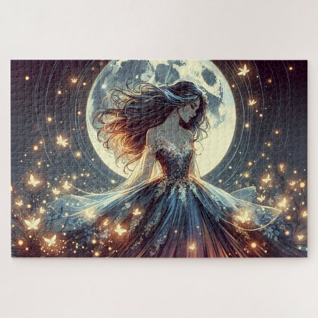 Moonlit Butterfly Enchantress Fantasy Jigsaw Puzzle (Horizontal)
