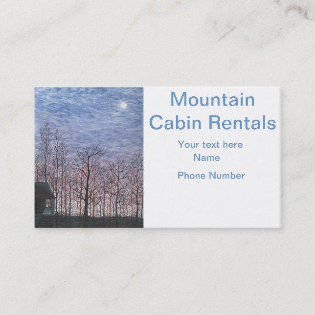 Moonlit Cabin in Winter Business Card (Front)