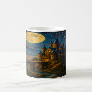 Moonlit Castle – Starry Bridge Fantasy Landscape Coffee Mug